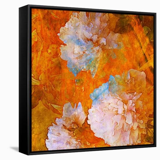 Art Grunge Floral Vintage Background in Orange and Light Pink-Irina QQQ-Framed Stretched Canvas
