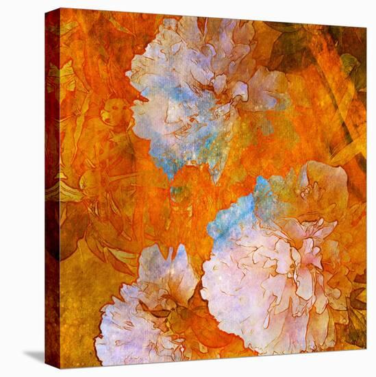 Art Grunge Floral Vintage Background in Orange and Light Pink-Irina QQQ-Stretched Canvas