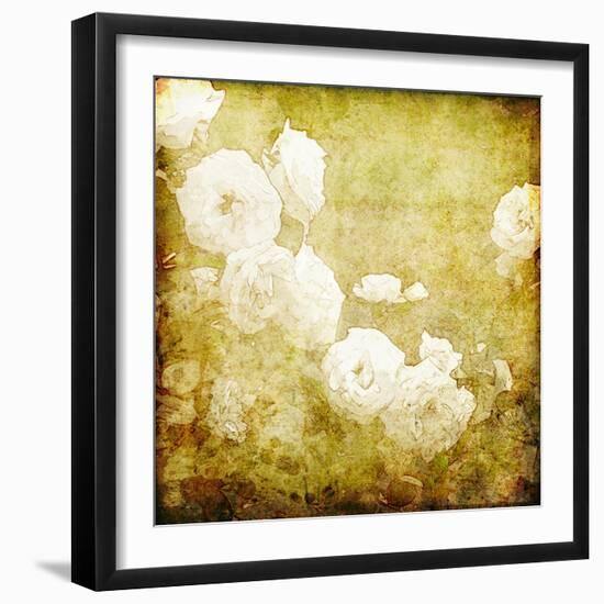 Art Grunge Floral Vintage Background Texture-Irina QQQ-Framed Art Print