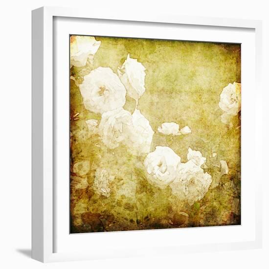 Art Grunge Floral Vintage Background Texture-Irina QQQ-Framed Art Print