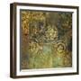 Art Grunge Stylized Damask Floral Pattern Background in Golden and Green Colors-Irina_QQQ-Framed Art Print