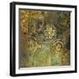 Art Grunge Stylized Damask Floral Pattern Background in Golden and Green Colors-Irina_QQQ-Framed Art Print