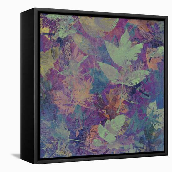 Art Leaves Autumn Background in Blue Color-Irina QQQ-Framed Stretched Canvas