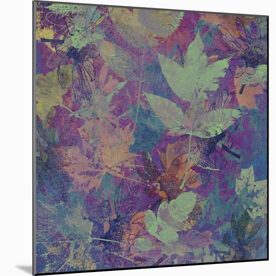 Art Leaves Autumn Background in Blue Color-Irina QQQ-Mounted Photographic Print