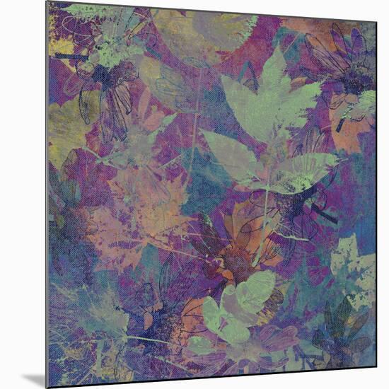 Art Leaves Autumn Background in Blue Color-Irina QQQ-Mounted Photographic Print