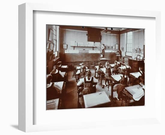 Art Lesson, Fulham County Secondary School, London, 1908-null-Framed Photographic Print