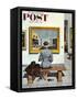 "Art Lover" Saturday Evening Post Cover, March 3, 1956-Stevan Dohanos-Framed Stretched Canvas