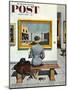 "Art Lover" Saturday Evening Post Cover, March 3, 1956-Stevan Dohanos-Mounted Premium Giclee Print