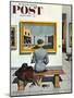 "Art Lover" Saturday Evening Post Cover, March 3, 1956-Stevan Dohanos-Mounted Giclee Print