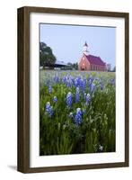 Art Methodist Church and Bluebonnets Near Mason, Texas, USA-Larry Ditto-Framed Photographic Print