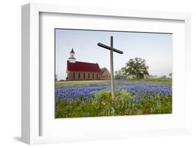 Art Methodist Church and Bluebonnets Near Mason, Texas, USA-Larry Ditto-Framed Photographic Print