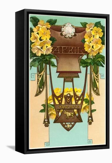 Art Nouveau April, Taurus-Found Image Press-Framed Stretched Canvas