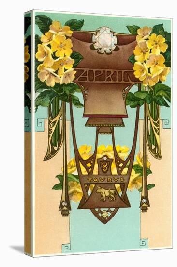 Art Nouveau April, Taurus-Found Image Press-Stretched Canvas