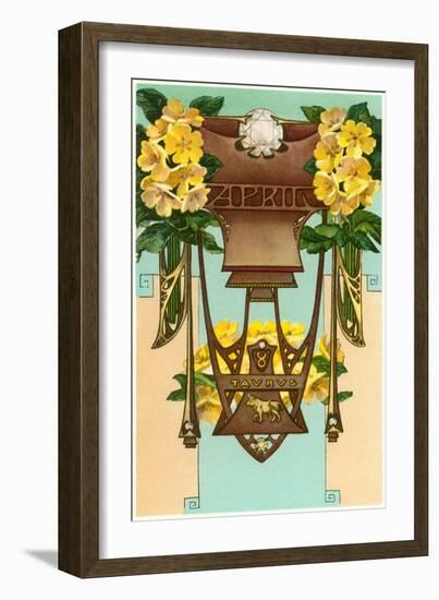 Art Nouveau April, Taurus-Found Image Press-Framed Giclee Print