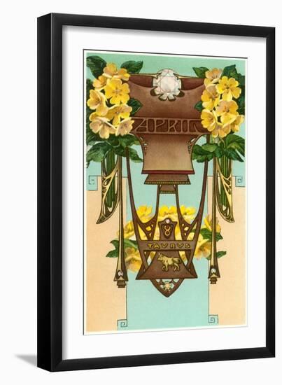 Art Nouveau April, Taurus-Found Image Press-Framed Giclee Print