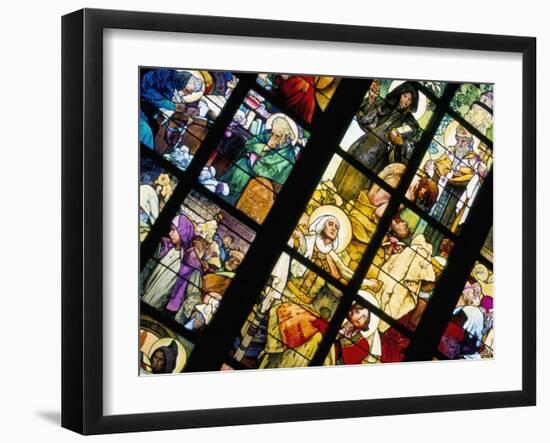 Art Nouveau Artist Alfons Mucha Stained Glass Window, St. Vitus Cathedral, Prague, Czech Republic-Kim Hart-Framed Photographic Print