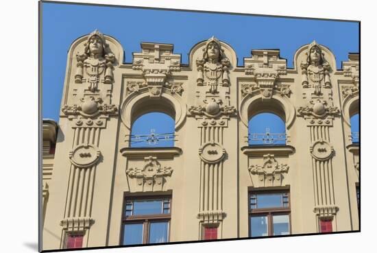 Art Nouveau building on Alberta Street in central Riga, Latvia-Keren Su-Mounted Photographic Print