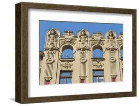 Art Nouveau building on Alberta Street in central Riga, Latvia-Keren Su-Framed Photographic Print