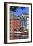 Art Nouveau Buildings and Reflections with Boat, Alesund, More Og Romsdal-Eleanor Scriven-Framed Photographic Print