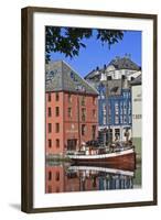 Art Nouveau Buildings and Reflections with Boat, Alesund, More Og Romsdal-Eleanor Scriven-Framed Photographic Print