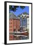 Art Nouveau Buildings and Reflections with Boat, Alesund, More Og Romsdal-Eleanor Scriven-Framed Photographic Print