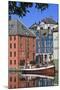 Art Nouveau Buildings and Reflections with Boat, Alesund, More Og Romsdal-Eleanor Scriven-Mounted Photographic Print