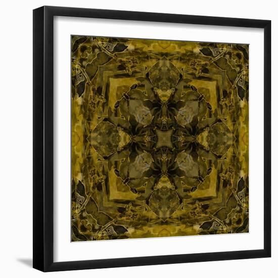 Art Nouveau Colorful Ornamental Vintage Pattern in Gold and Green Colors-Irina QQQ-Framed Art Print