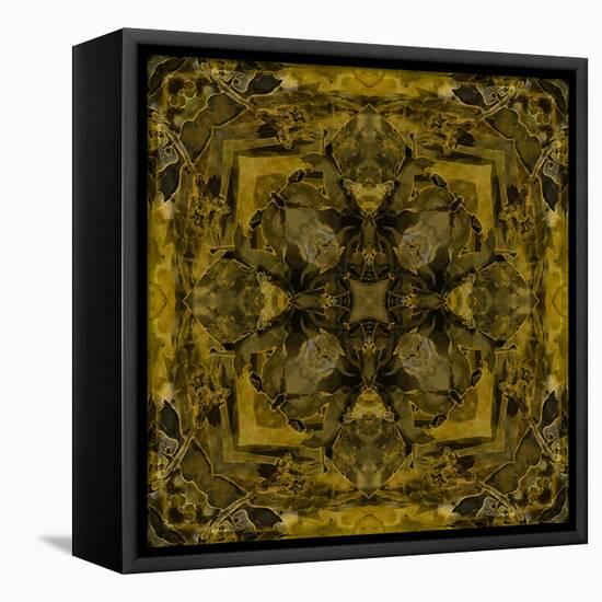 Art Nouveau Colorful Ornamental Vintage Pattern in Gold and Green Colors-Irina QQQ-Framed Stretched Canvas