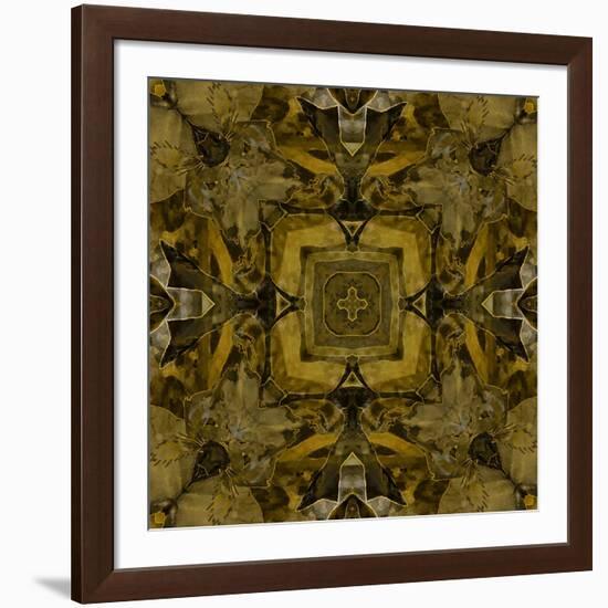 Art Nouveau Colorful Ornamental Vintage Pattern in Gold and Green Colors-Irina QQQ-Framed Art Print