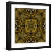 Art Nouveau Colorful Ornamental Vintage Pattern in Gold and Green Colors-Irina QQQ-Framed Art Print