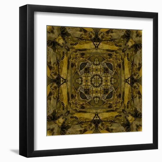 Art Nouveau Colorful Ornamental Vintage Pattern in Gold and Green Colors-Irina QQQ-Framed Art Print