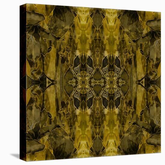 Art Nouveau Colorful Ornamental Vintage Pattern in Gold and Green Colors-Irina QQQ-Stretched Canvas