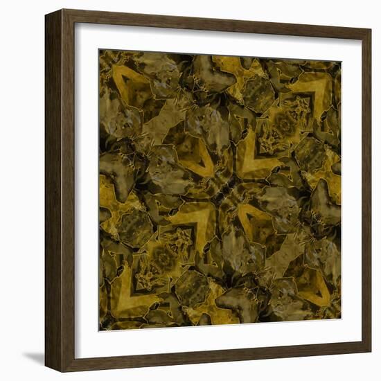 Art Nouveau Colorful Ornamental Vintage Pattern in Gold and Green Colors-Irina QQQ-Framed Art Print