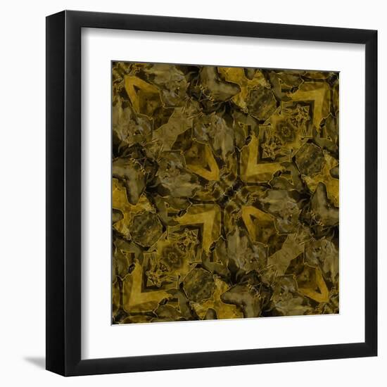 Art Nouveau Colorful Ornamental Vintage Pattern in Gold and Green Colors-Irina QQQ-Framed Art Print