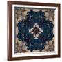 Art Nouveau Geometric Ornamental Vintage Pattern in Beige and Blue Colors-Irina QQQ-Framed Art Print