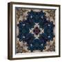 Art Nouveau Geometric Ornamental Vintage Pattern in Beige and Blue Colors-Irina QQQ-Framed Art Print