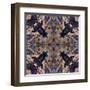 Art Nouveau Geometric Ornamental Vintage Pattern in Beige and Blue Colors-Irina QQQ-Framed Art Print