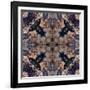 Art Nouveau Geometric Ornamental Vintage Pattern in Beige and Blue Colors-Irina QQQ-Framed Art Print