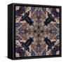 Art Nouveau Geometric Ornamental Vintage Pattern in Beige and Blue Colors-Irina QQQ-Framed Stretched Canvas