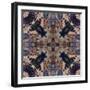 Art Nouveau Geometric Ornamental Vintage Pattern in Beige and Blue Colors-Irina QQQ-Framed Art Print