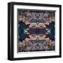 Art Nouveau Geometric Ornamental Vintage Pattern in Beige and Blue Colors-Irina QQQ-Framed Art Print