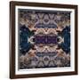 Art Nouveau Geometric Ornamental Vintage Pattern in Beige and Blue Colors-Irina QQQ-Framed Art Print