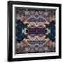 Art Nouveau Geometric Ornamental Vintage Pattern in Beige and Blue Colors-Irina QQQ-Framed Art Print