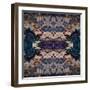 Art Nouveau Geometric Ornamental Vintage Pattern in Beige and Blue Colors-Irina QQQ-Framed Art Print