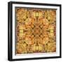 Art Nouveau Geometric Ornamental Vintage Pattern in Beige and Brown Colors-Irina QQQ-Framed Art Print