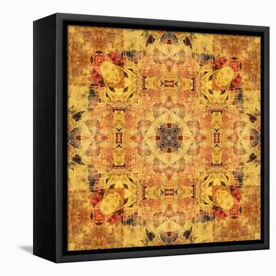 Art Nouveau Geometric Ornamental Vintage Pattern in Beige and Brown Colors-Irina QQQ-Framed Stretched Canvas