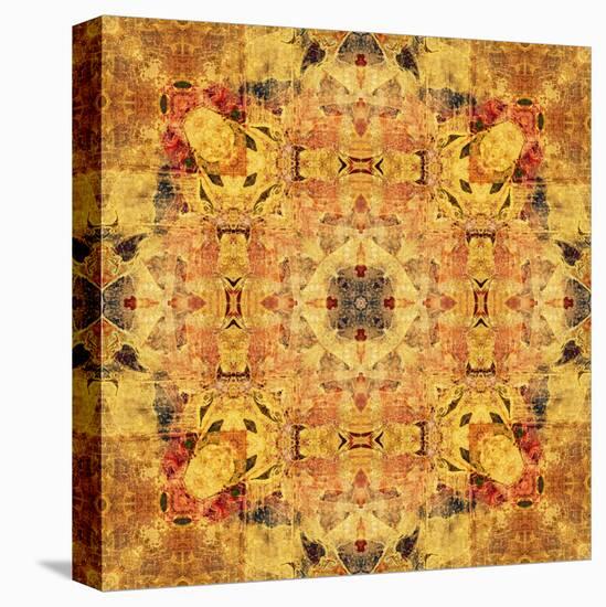 Art Nouveau Geometric Ornamental Vintage Pattern in Beige and Brown Colors-Irina QQQ-Stretched Canvas