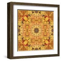 Art Nouveau Geometric Ornamental Vintage Pattern in Beige and Brown Colors-Irina QQQ-Framed Art Print