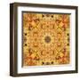 Art Nouveau Geometric Ornamental Vintage Pattern in Beige and Brown Colors-Irina QQQ-Framed Art Print