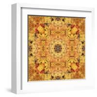 Art Nouveau Geometric Ornamental Vintage Pattern in Beige and Brown Colors-Irina QQQ-Framed Art Print